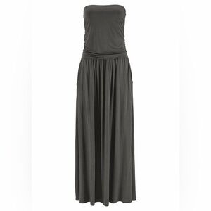 Lascana Woman’s small Olive Elegant Strapless Maxi Dress with pockets